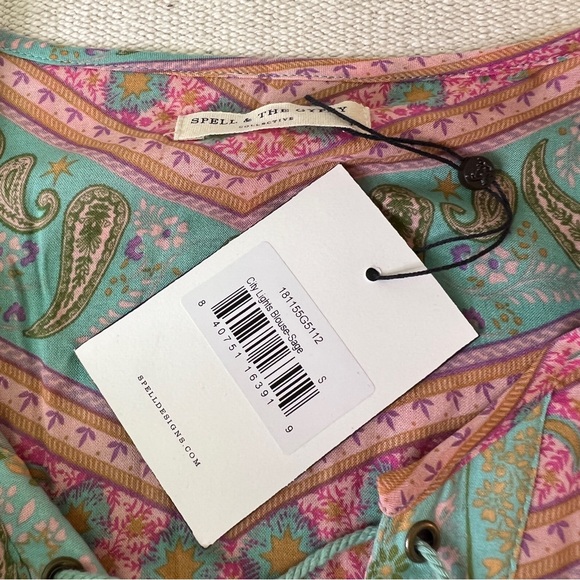 Spell & The Gypsy City Lights Sage Blouse - Picture 14 of 15